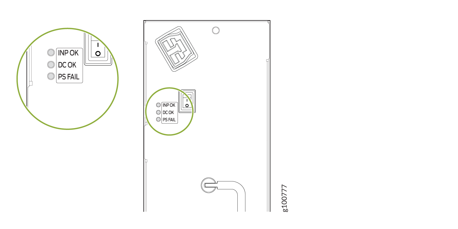 MX960-PSM-HV (HVAC/HVDC) Power Supply LEDs