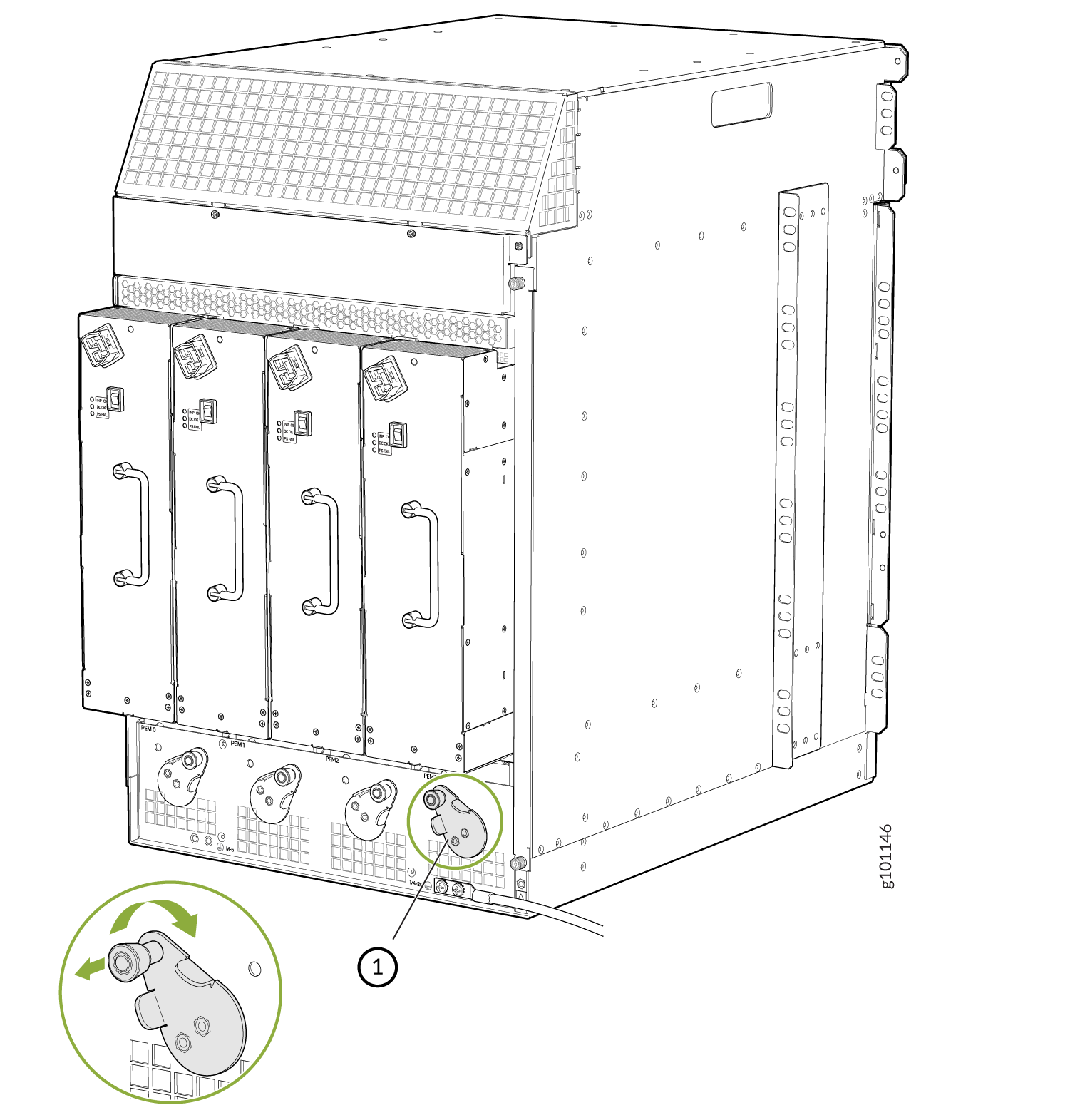 MX960 with High-Voltage Second Generation Power Supplies Installed
