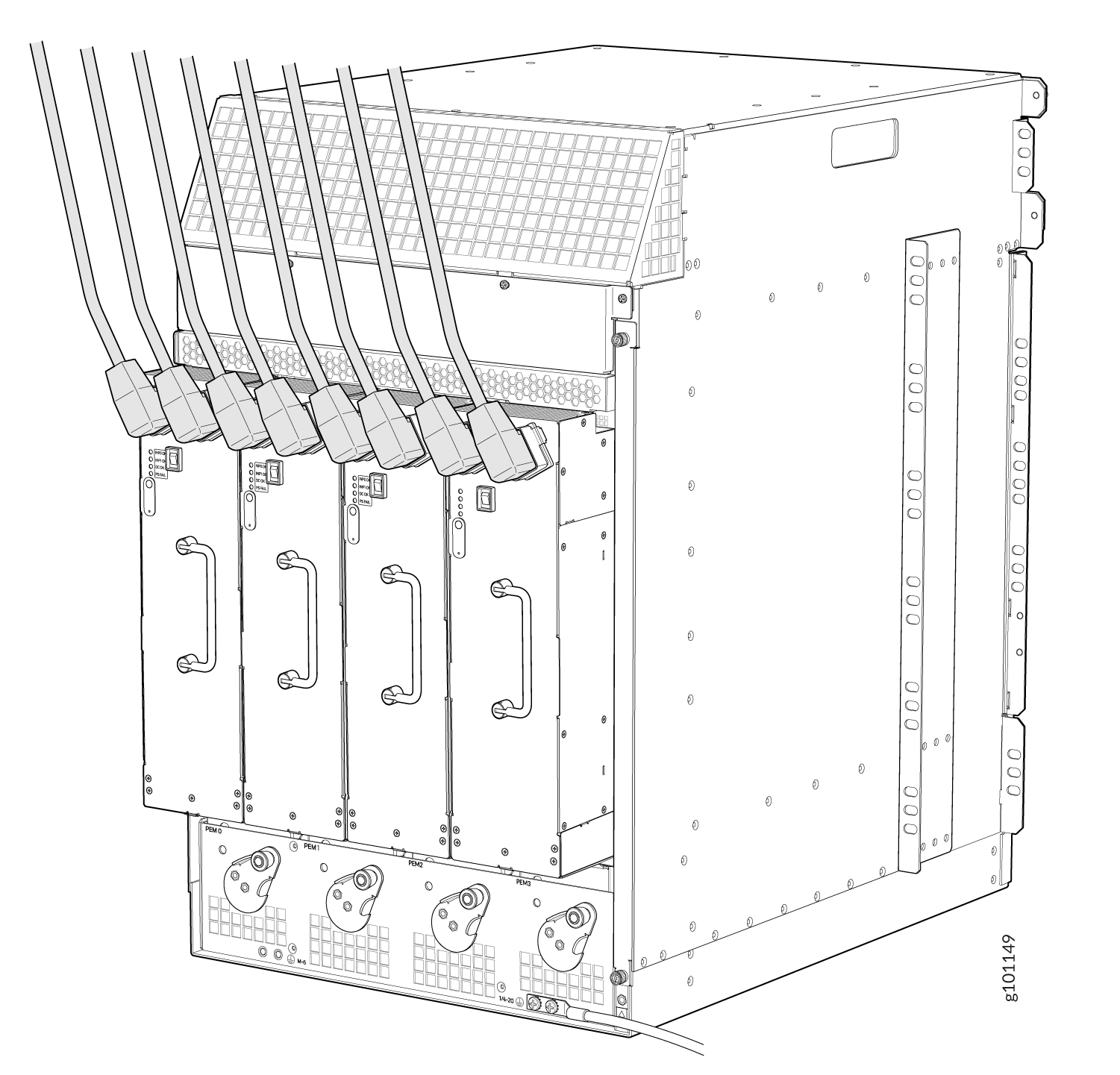 MX960 with Both High-Capacity Second-Generation AC Power Feeds Connected
