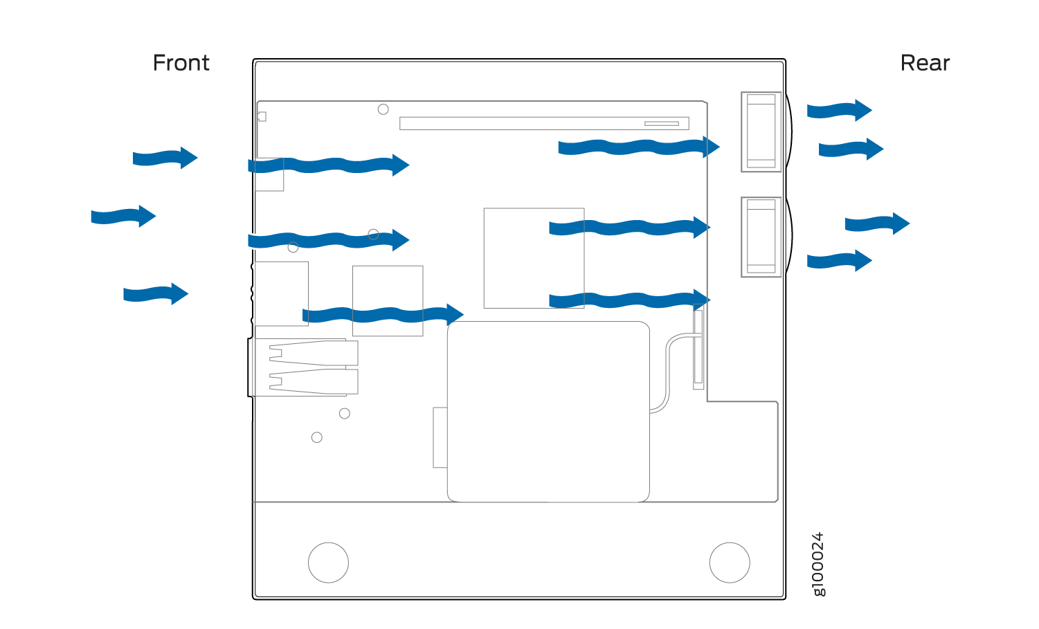 Front-to-Back Airflow Through the NFX150 Chassis