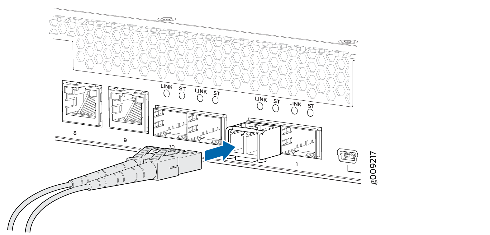 Inserting a Fiber-Optic Cable into a Transceiver