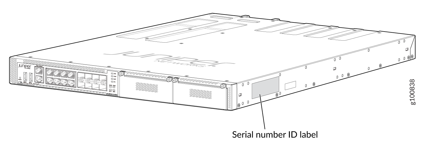 Location of the Serial Number ID Label on an NFX350 Device