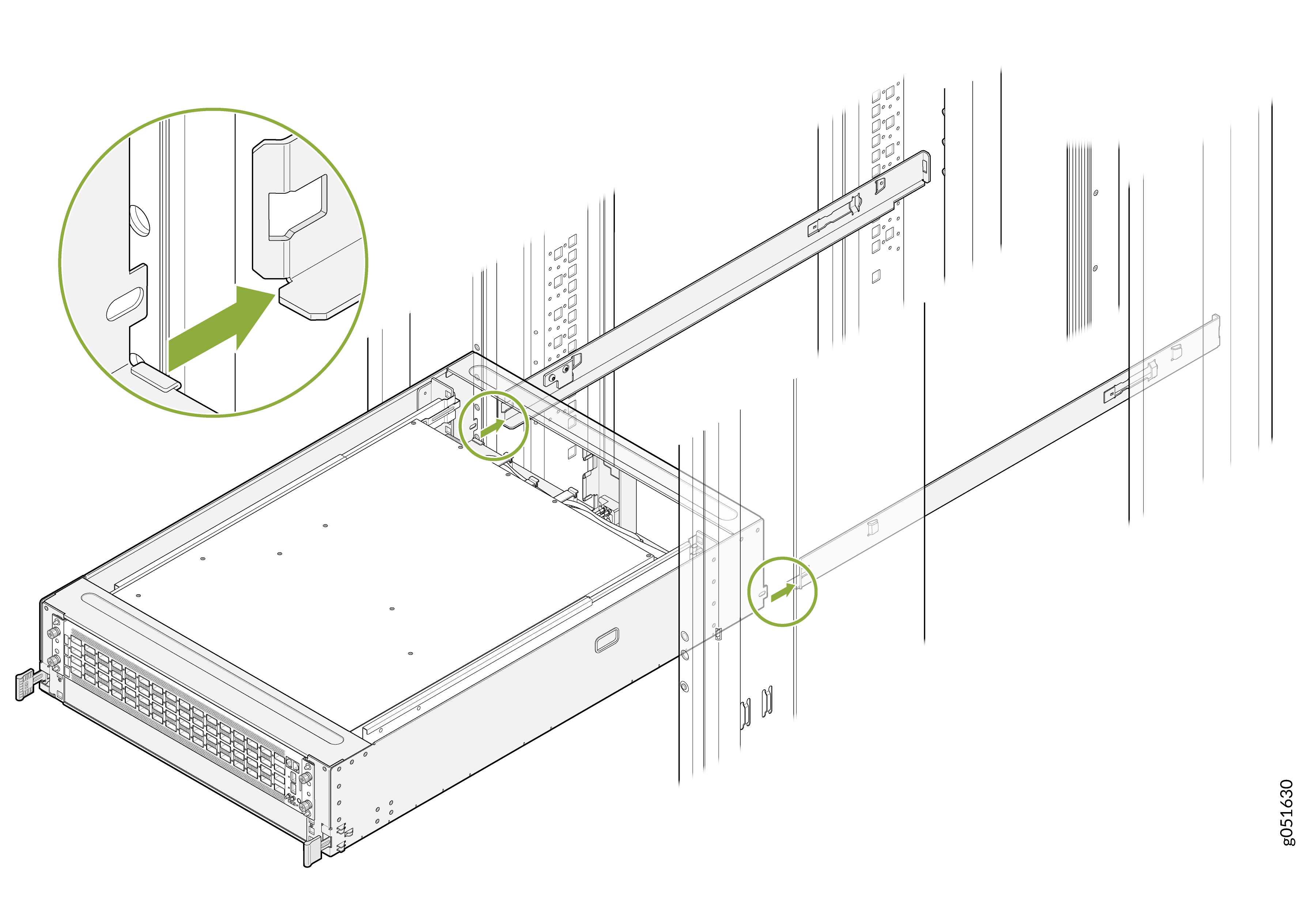 Align the Switch-Tray Assembly with the rails