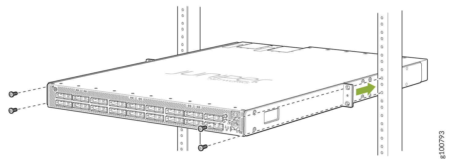 Attach the PTX10001-36MR to a Two-Post Rack