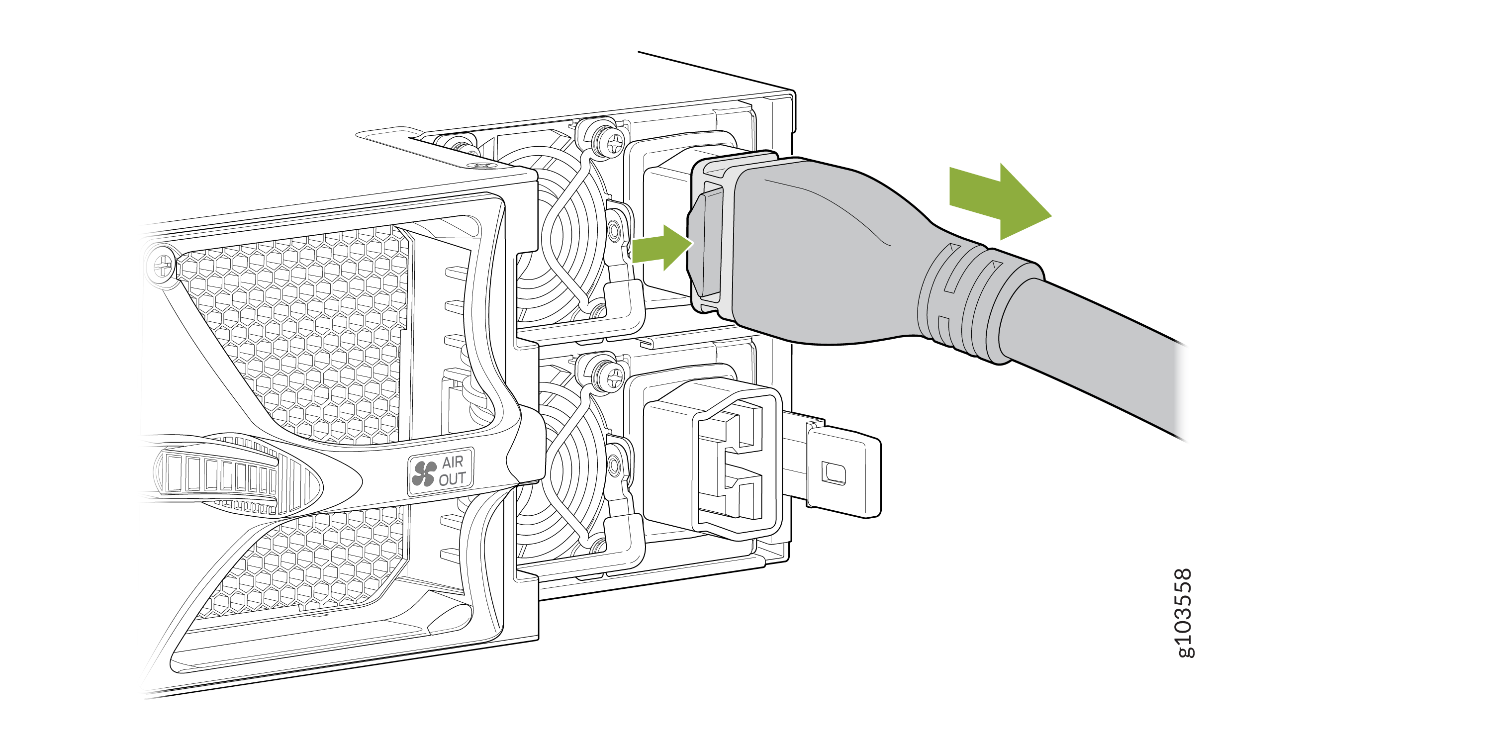 Remove Power Cord from an AC, HVAC, or HVDC PowerSupply