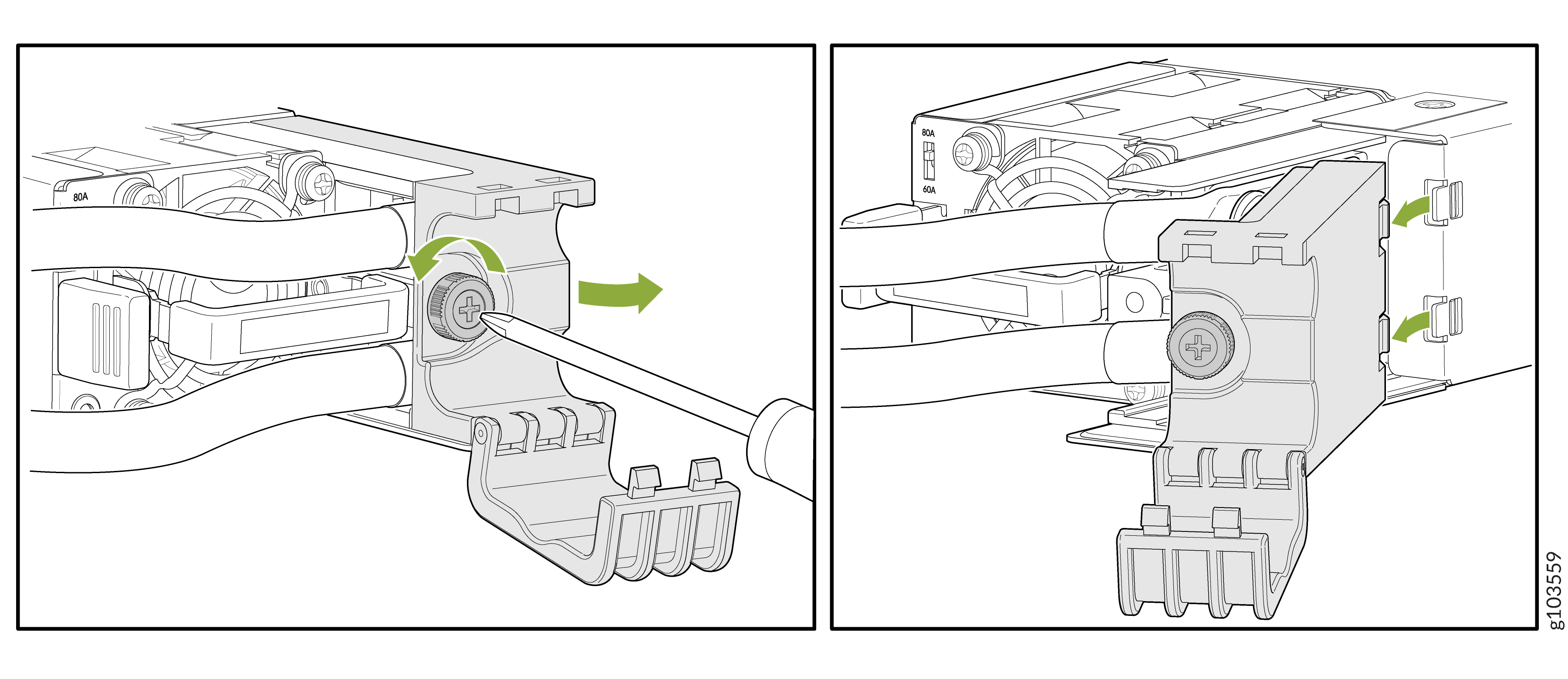 Remove Cable Manager Bracket from a DC Power Supply