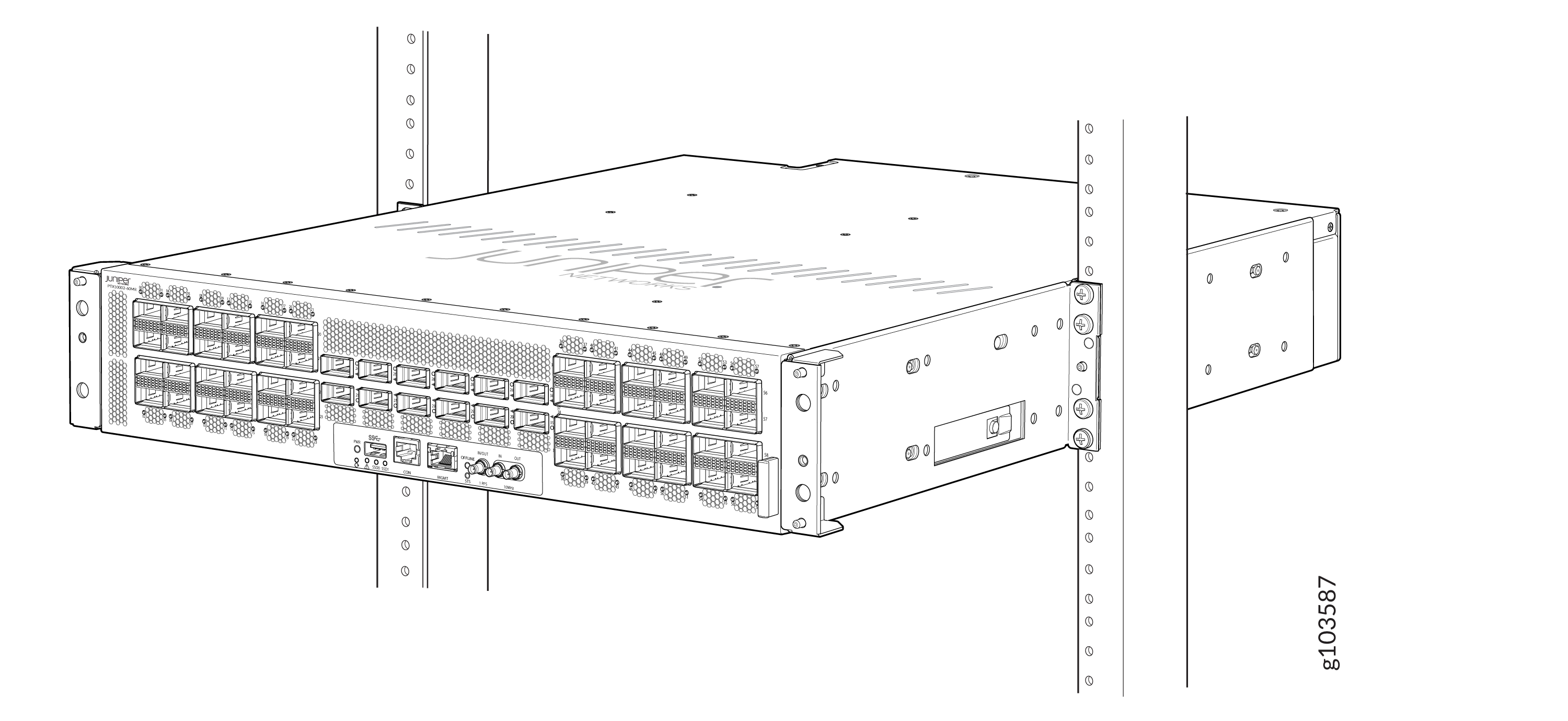 Router Secured to the Rack