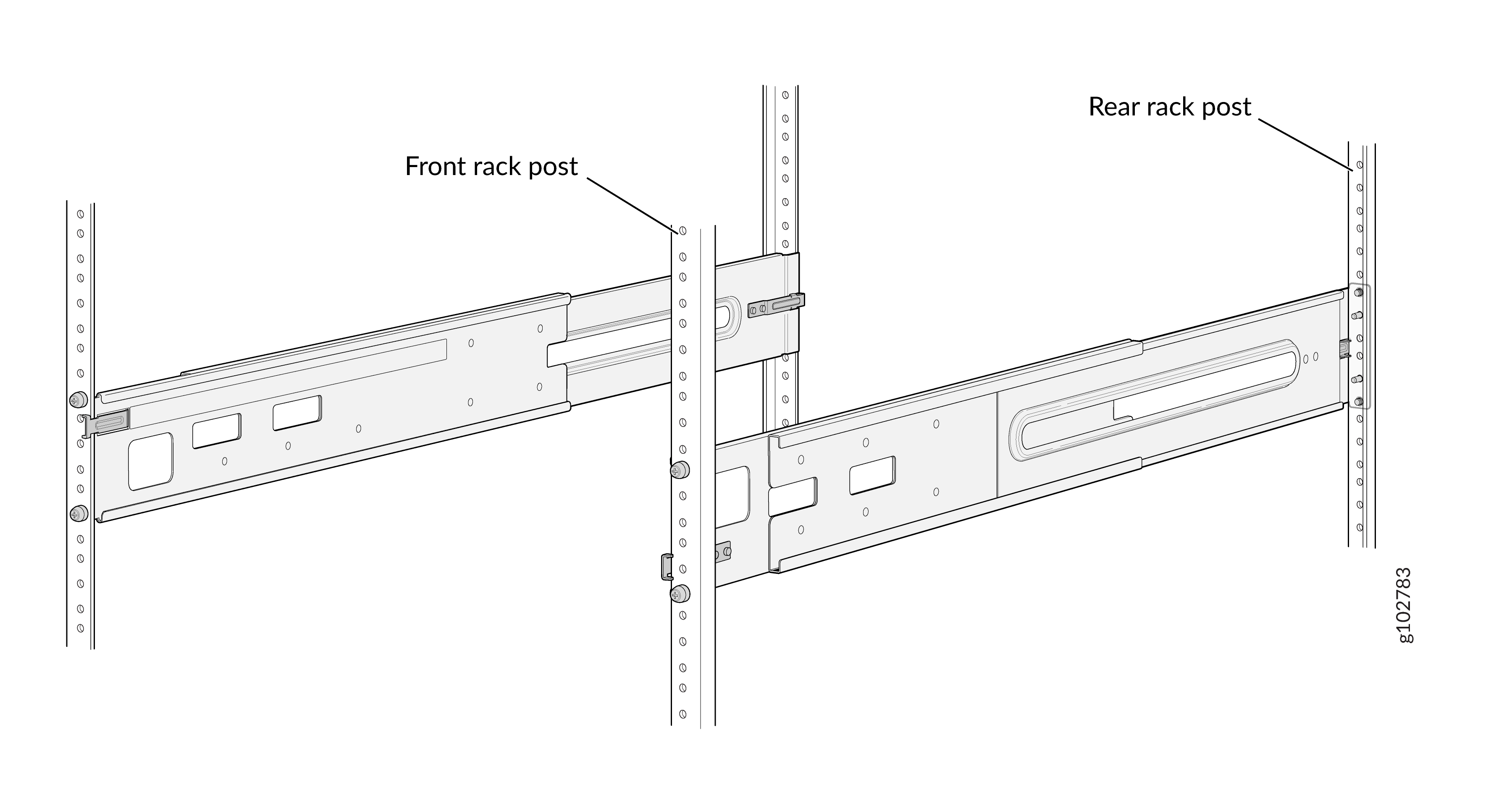 Attach the Front-Mounting Rails to the Rack Posts