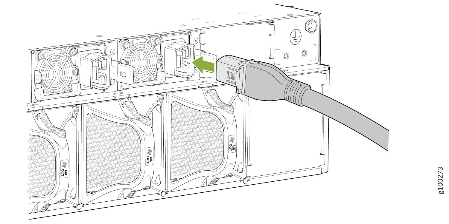 Connecting an AC Power Cord to the PTX10003-80C)