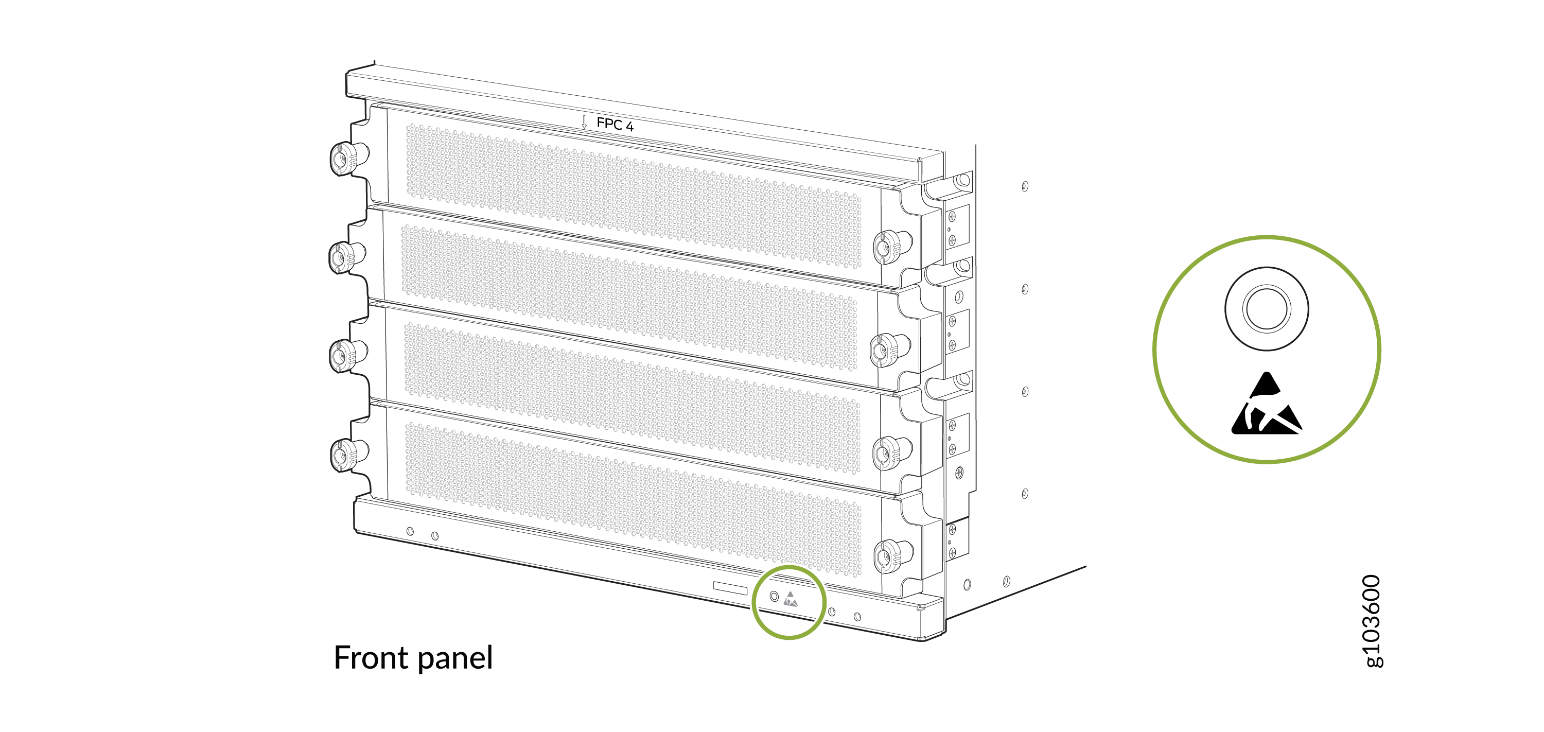 ESD Point on the Front Panel of the Chassis