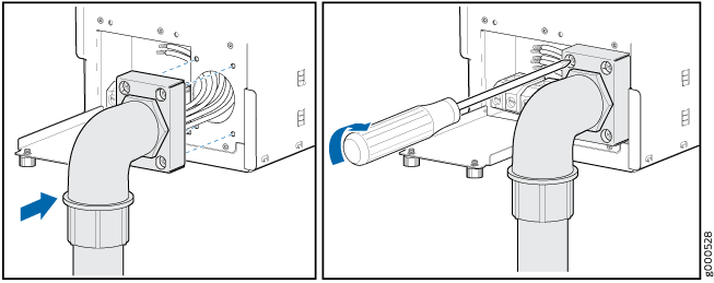 Connecting the Metal Retaining Bracket and AC Power Cord to the High Capacity Wye PDU