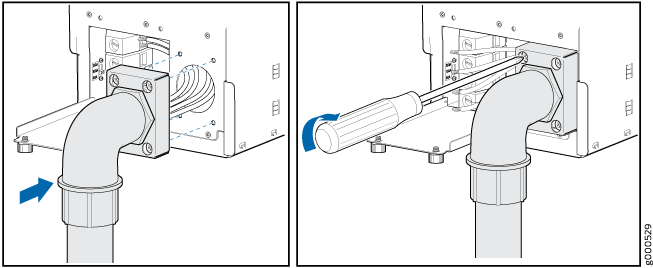 Connecting the Metal Retaining Bracket and AC Power Cord to the High Capacity Delta PDU