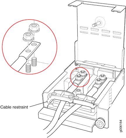 Connecting the DC Source Power Cable Lugs to an Input Power Tray