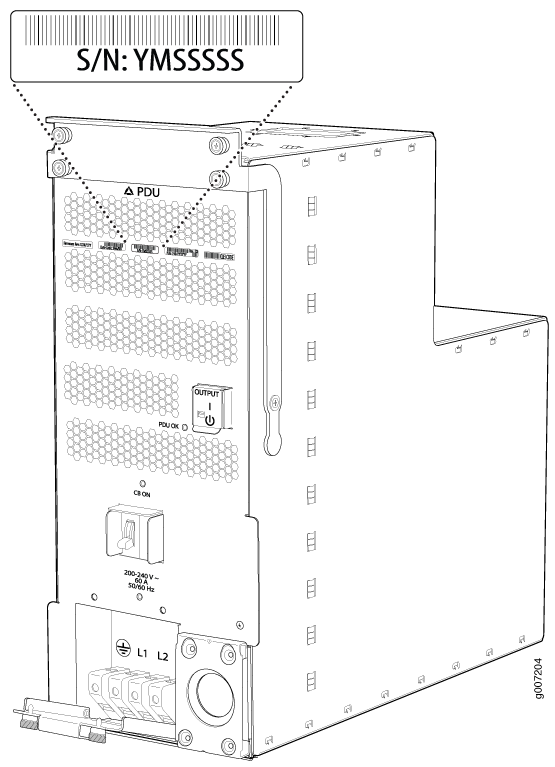 AC PDU Serial Number Label