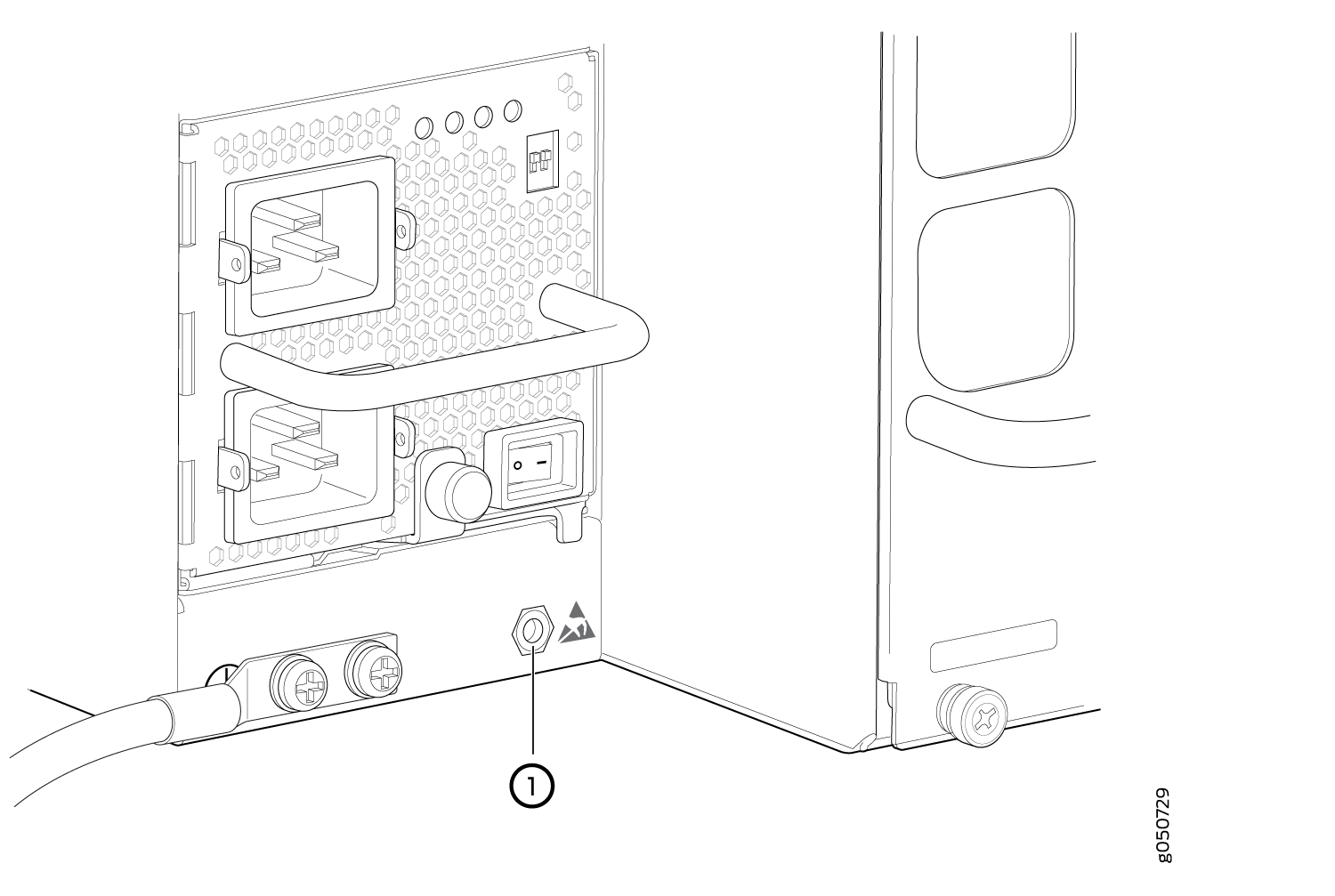 ESD Point on QFX10016 Chassis Rear