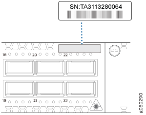 Location of the Serial Number ID Label on a QFX5100-24Q Switch
