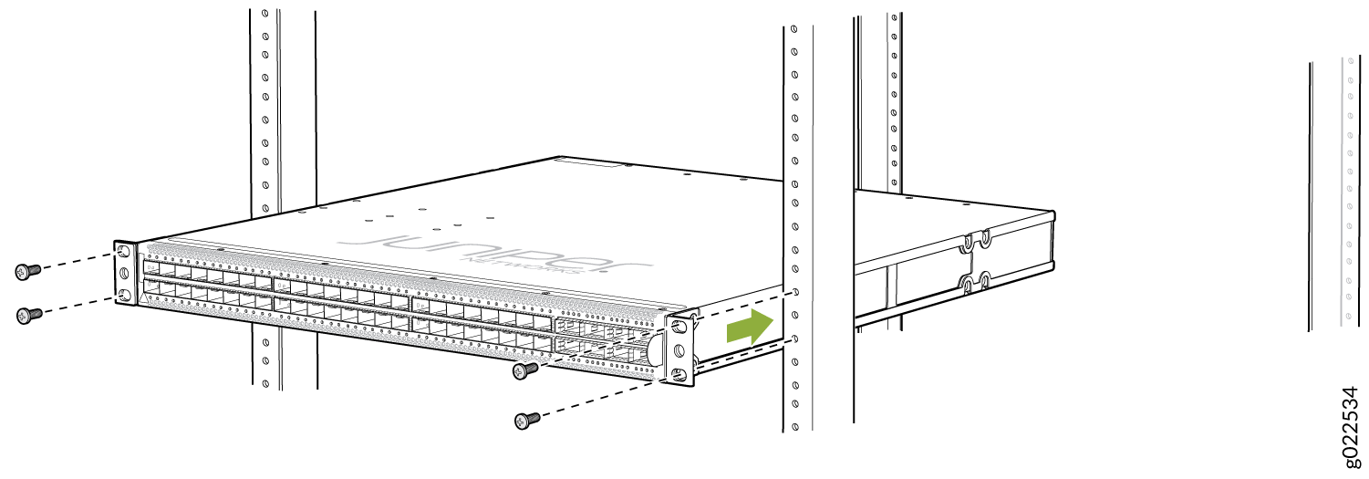 Secure the QFX5120-48Y Switch to the Front Posts of a Rack