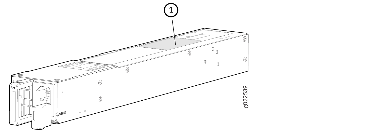 Location of the Serial Number ID Label on the AC Power Supply for QFX5120-48Y Switches