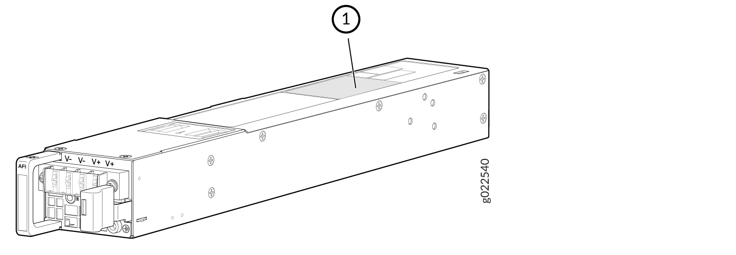 Location of the Serial Number ID Label on the DC Power Supply for QFX5120-48Y Switches