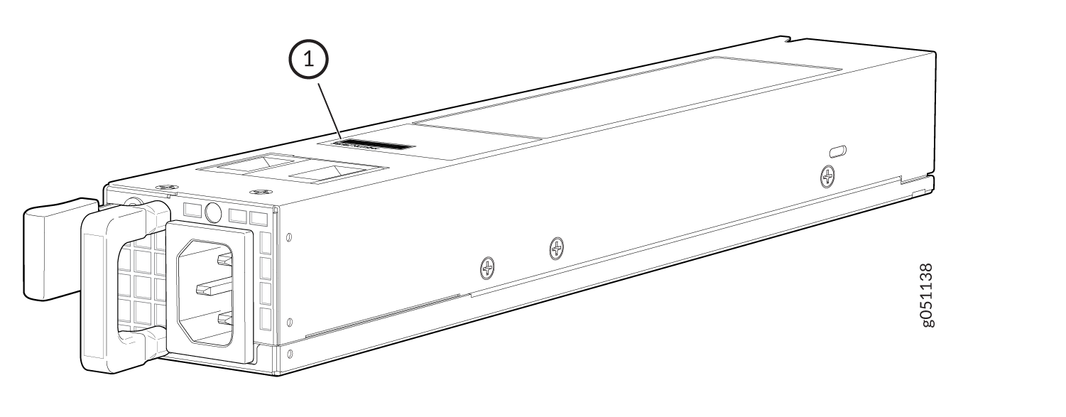 Location of the Serial Number ID Label on the AC Power Supply for QFX5120-32C Switches