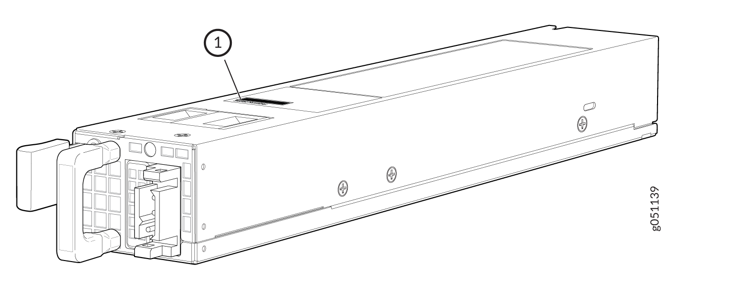 Location of the Serial Number ID Label on the DC Power Supply for QFX5120-32C Switches