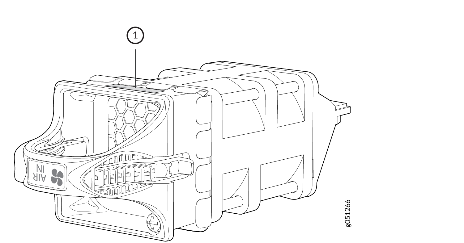 Location of the Serial Number ID Label on the Fan Module for QFX5120-48T Switches