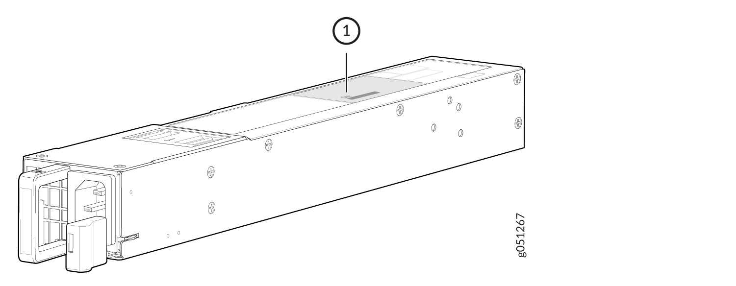 Location of the Serial Number ID Label on the AC Power Supply for QFX5120-48T Switches