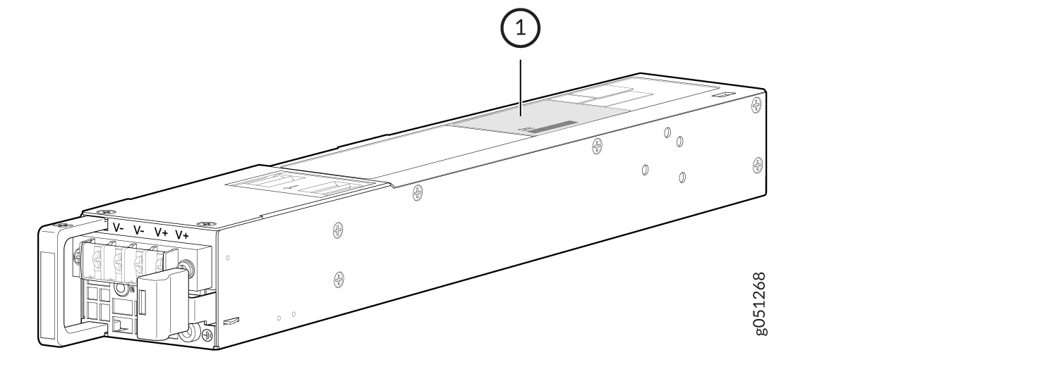 Location of the Serial Number ID Label on the DC Power Supply for QFX5120-48T Switches