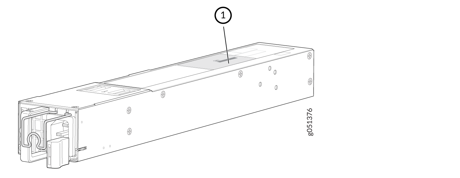 Location of the Serial Number ID Label on the AC Power Supply for QFX5120-48YM Switches