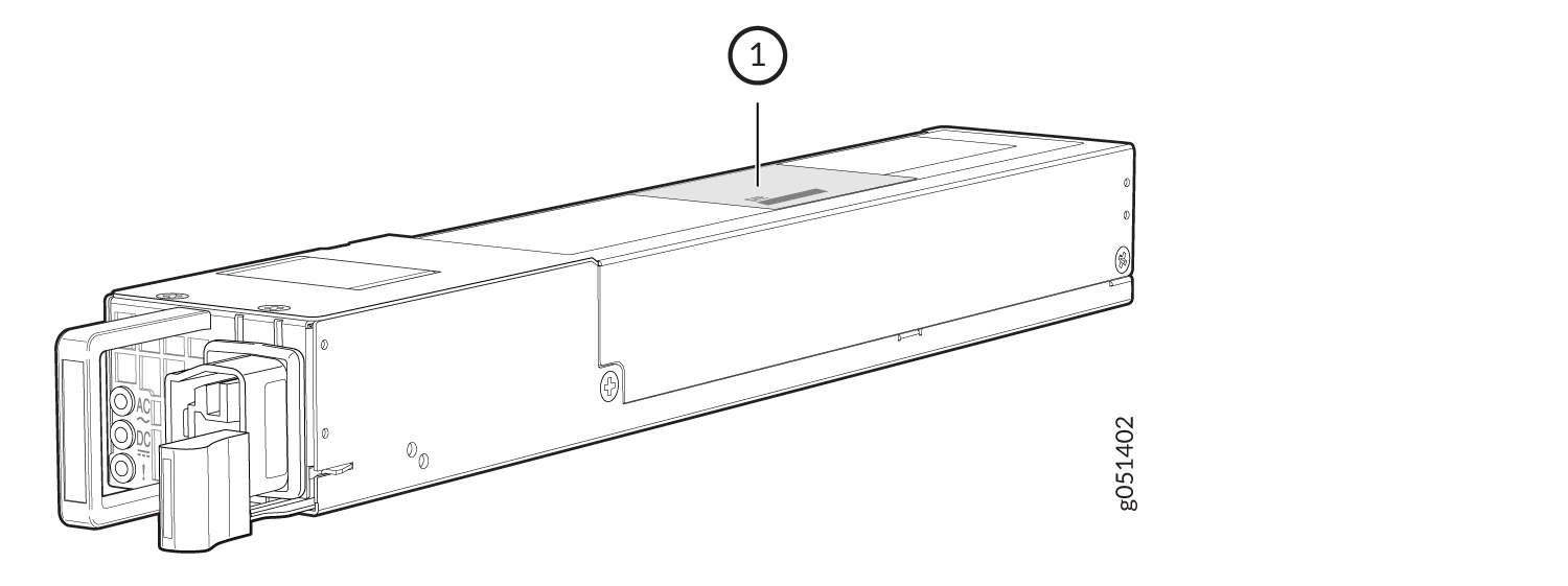 Location of the Serial Number ID Label on the High-Voltage Power Supply for QFX5120-48T Switches