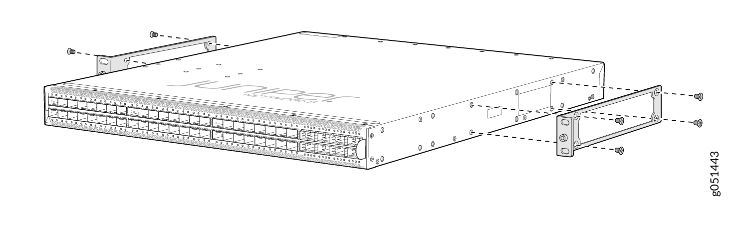 Attach the Two-Post Rack Mounting Brackets to a QFX5120-48Y Switch Chassis