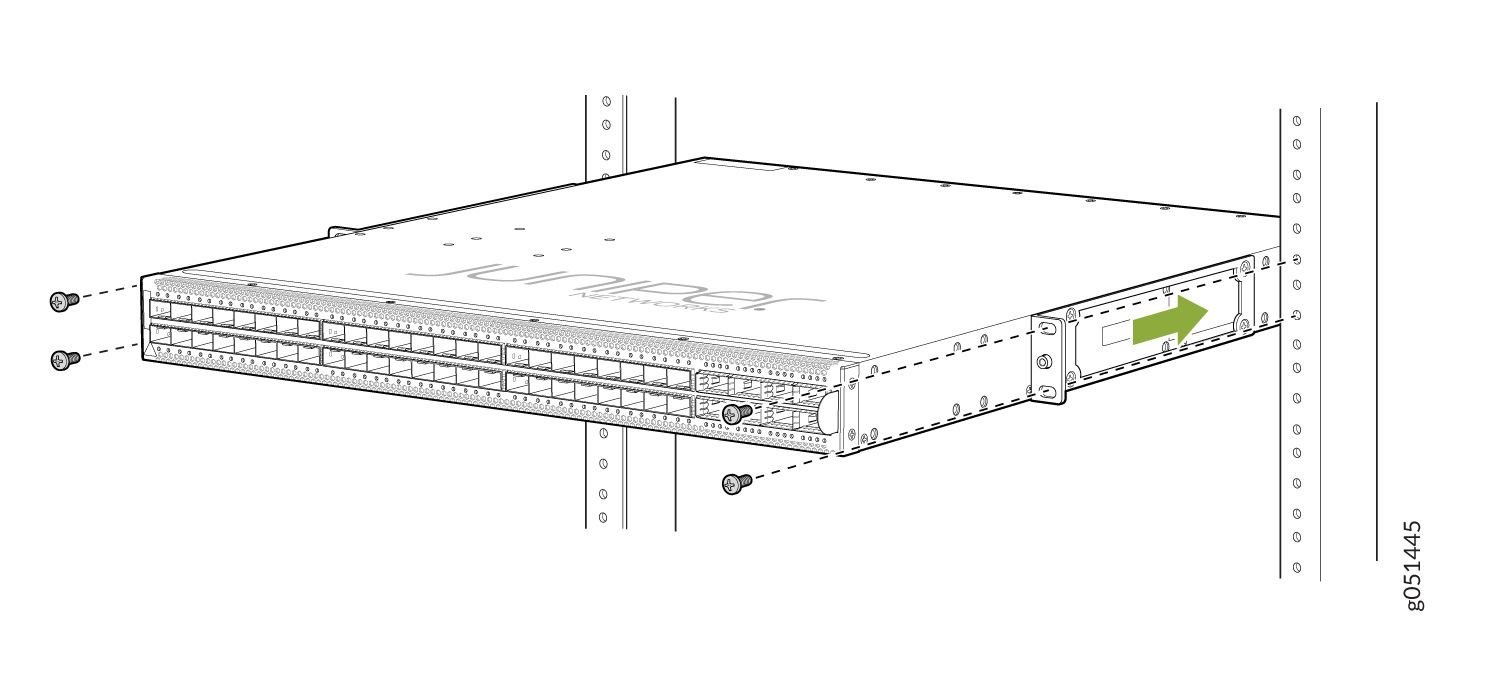 Secure the QFX5120-48Y Switch to the Two-Post Rack
