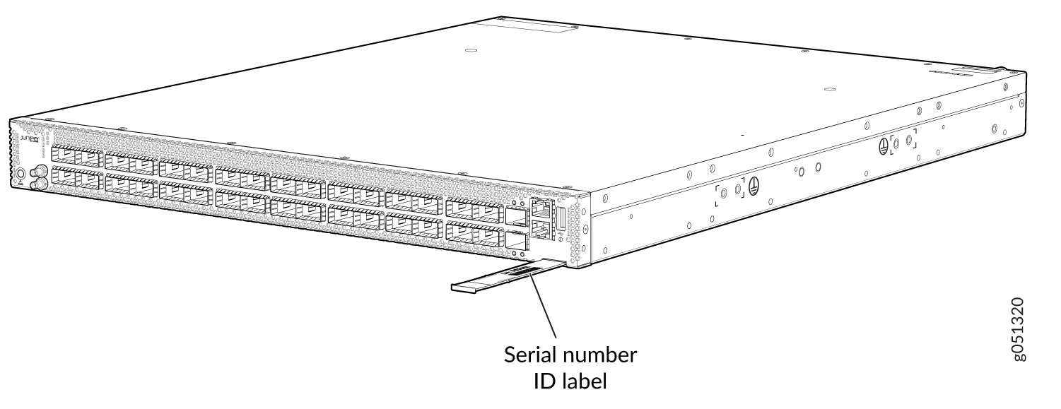 Location of the Serial Number ID Label on a QFX5130-32CD Switch