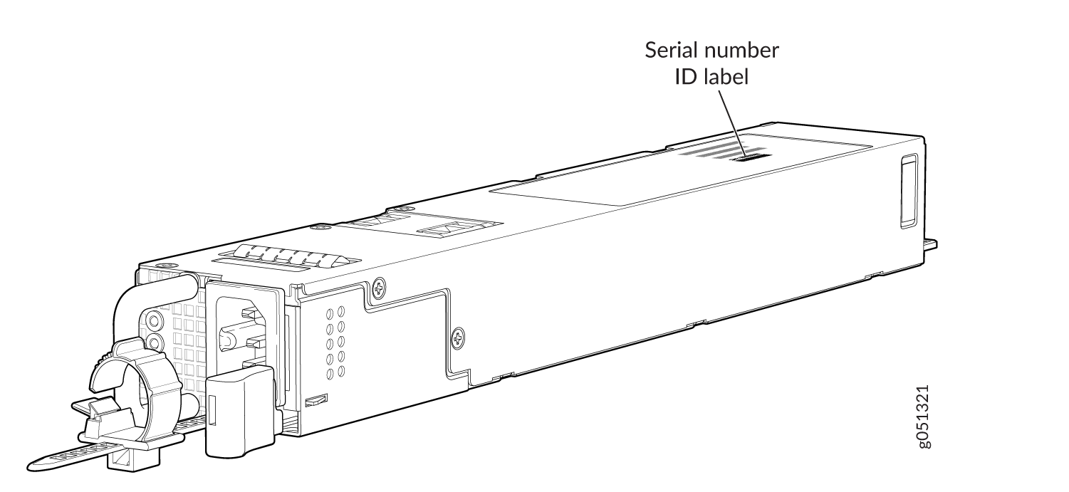 Serial Number ID Label on a QFX5130-32CD AC Power Supply