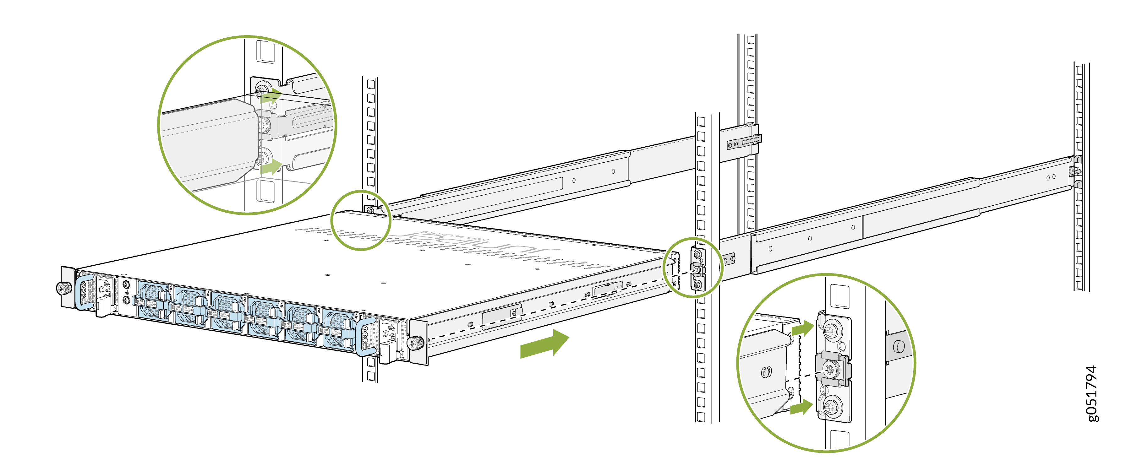 Slide the QFX5140 in the Rack