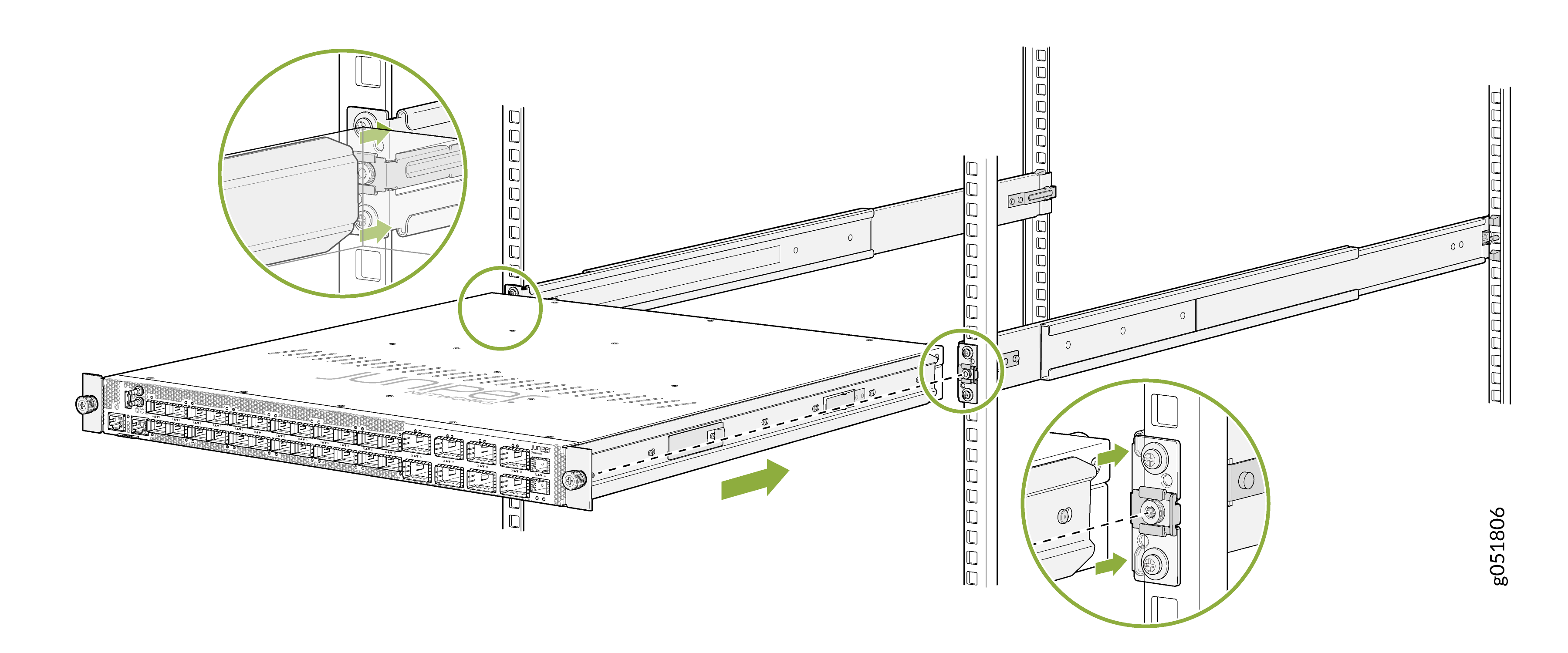 Slide the QFX5140 into the Rack (for AFO configuration)
