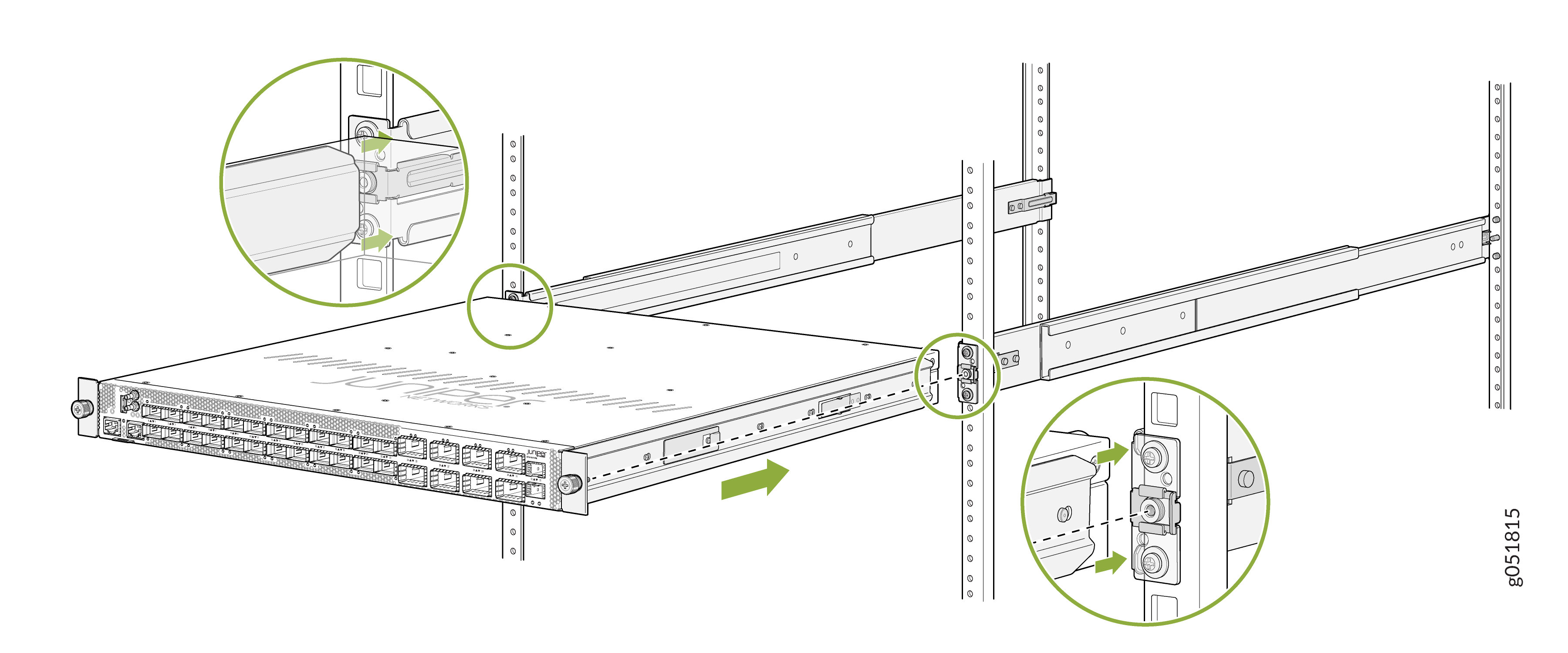 Slide the QFX5140 into the Rack