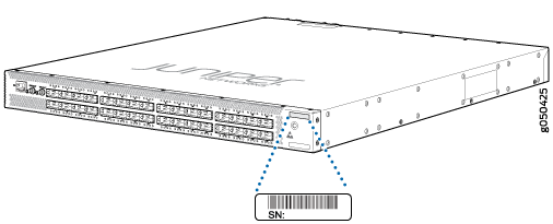 Location of the Serial Number ID Label on a QFX5200-32C or a QFX5200-32C-L Switch