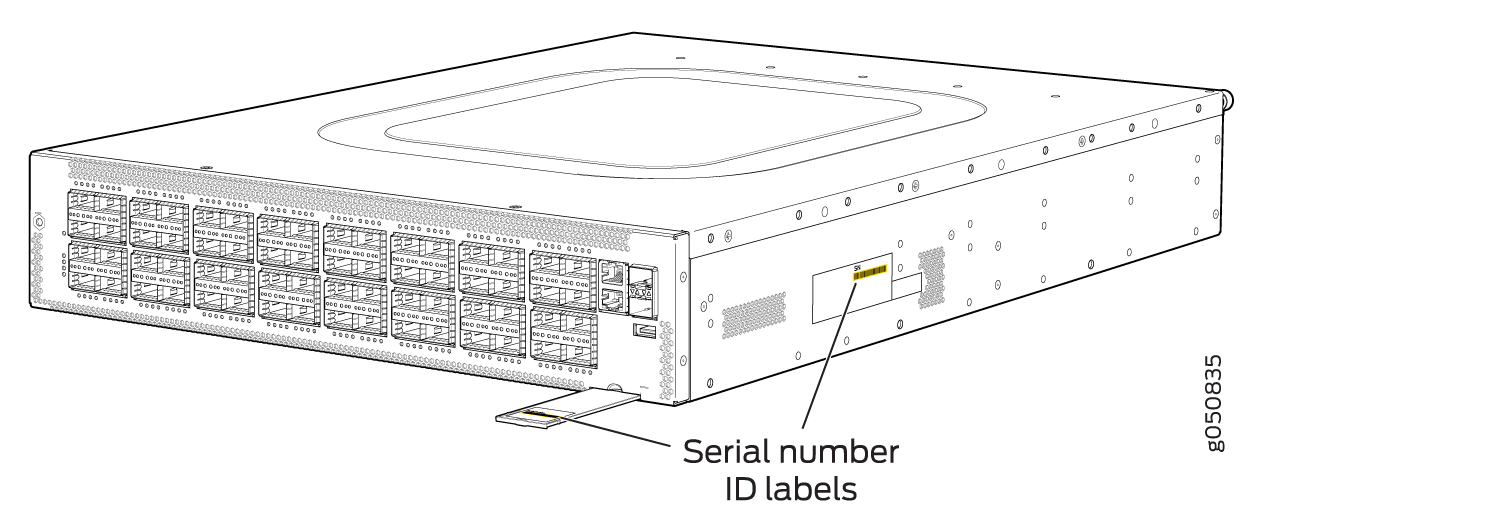 Location of the Serial Number ID Label on a QFX5210-64C Switch