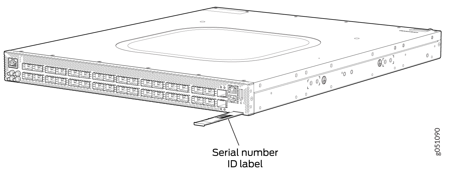 Location of the Serial Number ID Label on a QFX5220-32CD Switch
