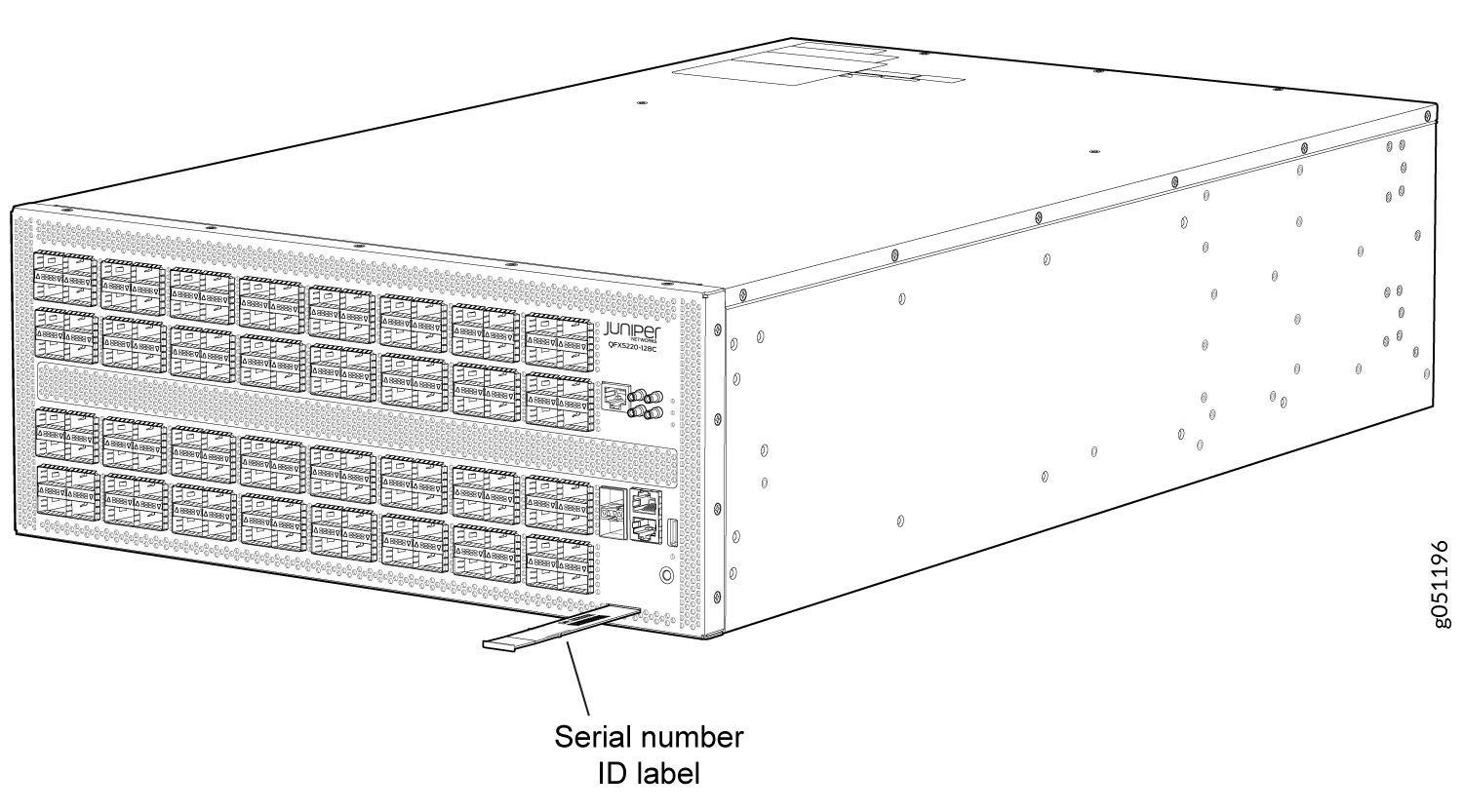 Location of the Serial Number ID Label on a QFX5220-128C Switch