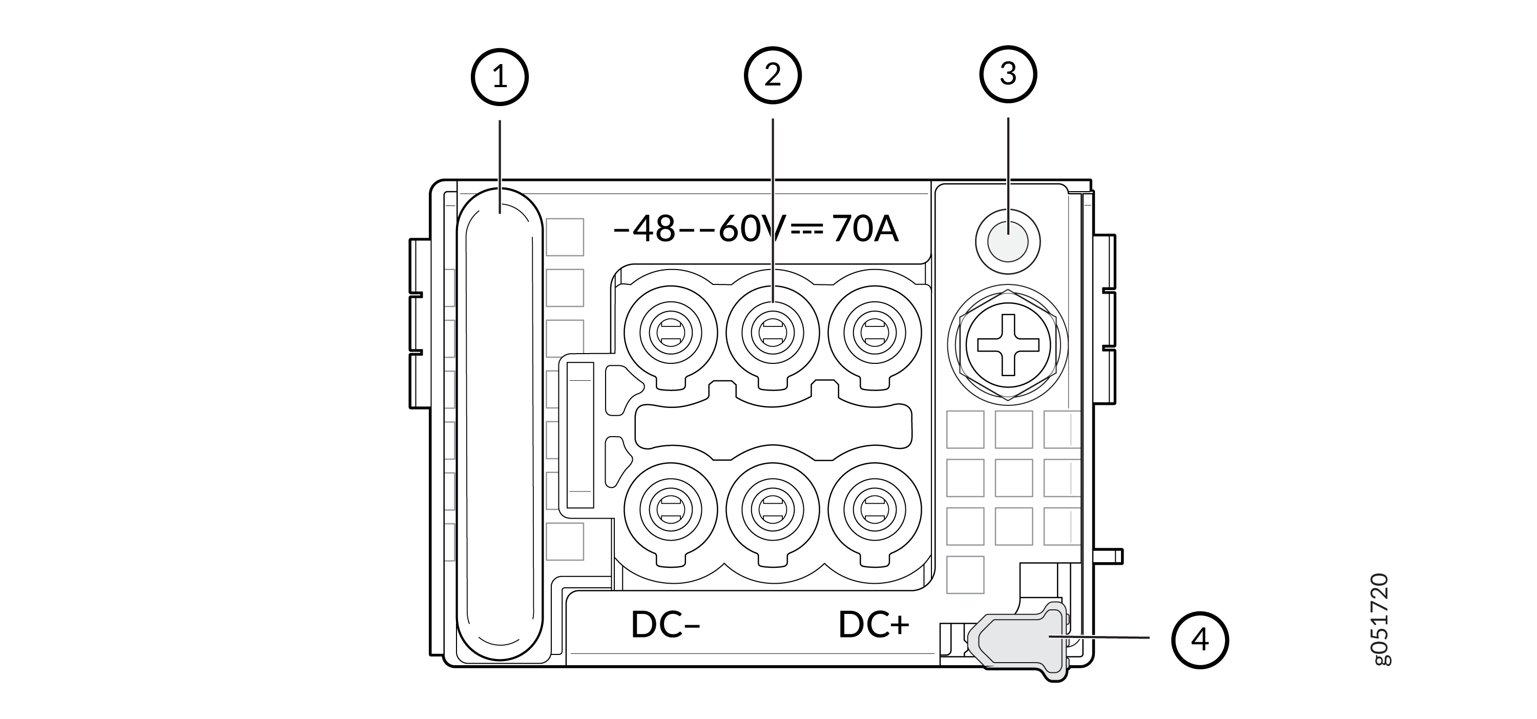 Front View of QFX5241-32OD DC Power Supply Unit