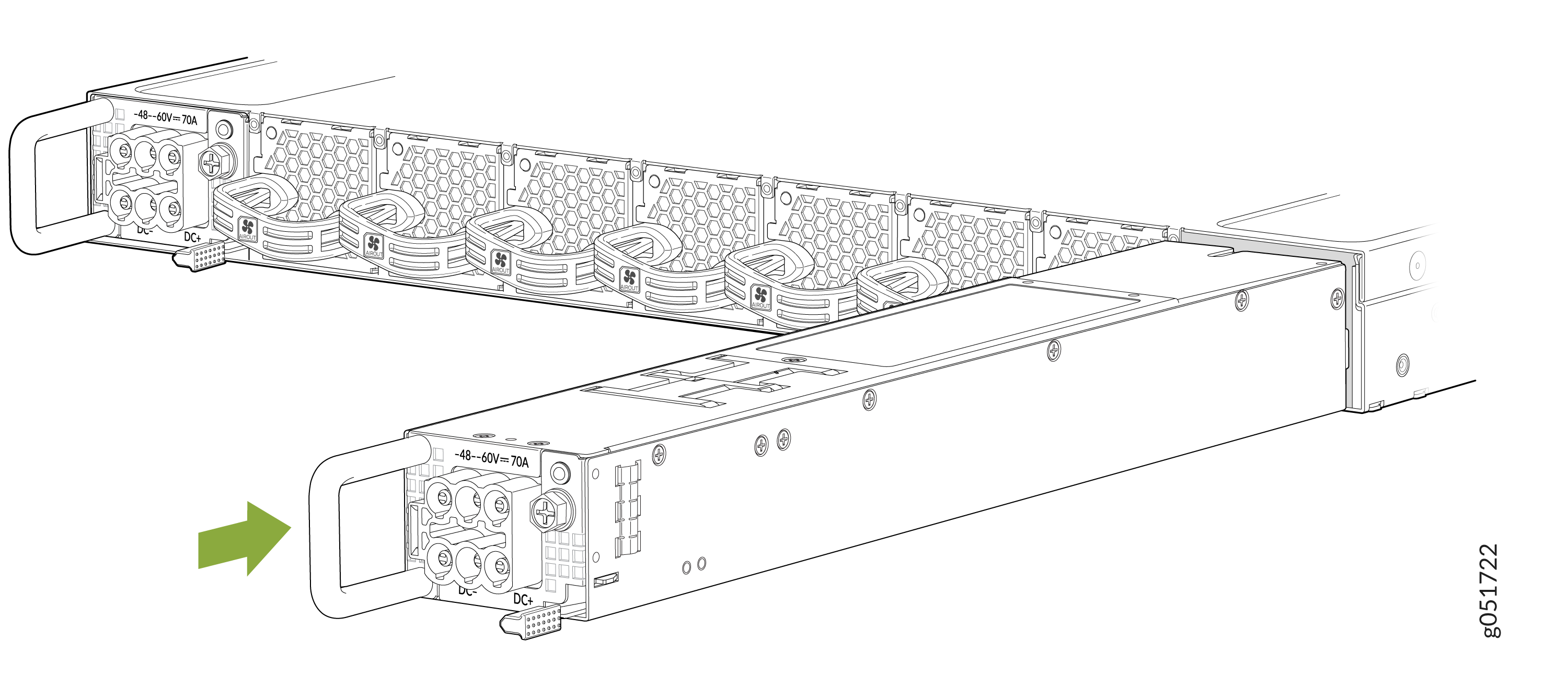 Install a DC PSU in QFX5241-32OD Switch