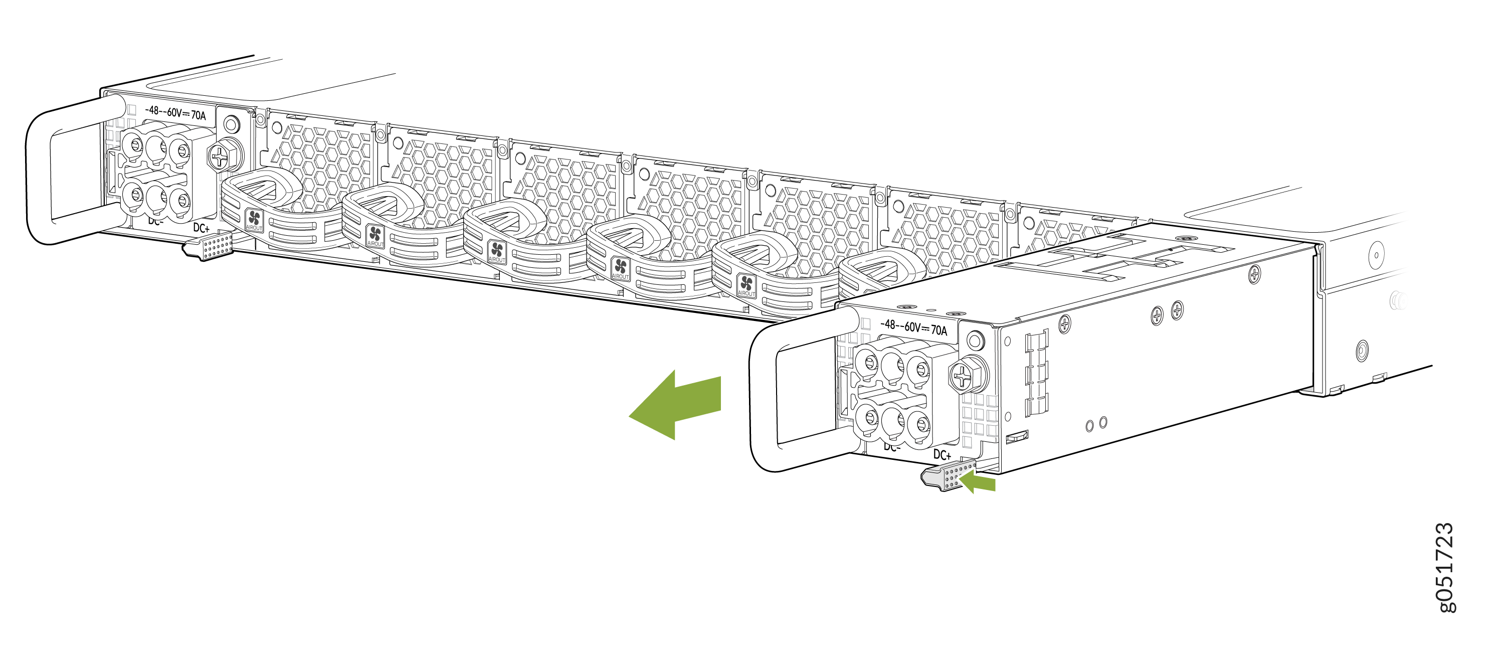 Remove a DC PSU from QFX5241-32OD Switch