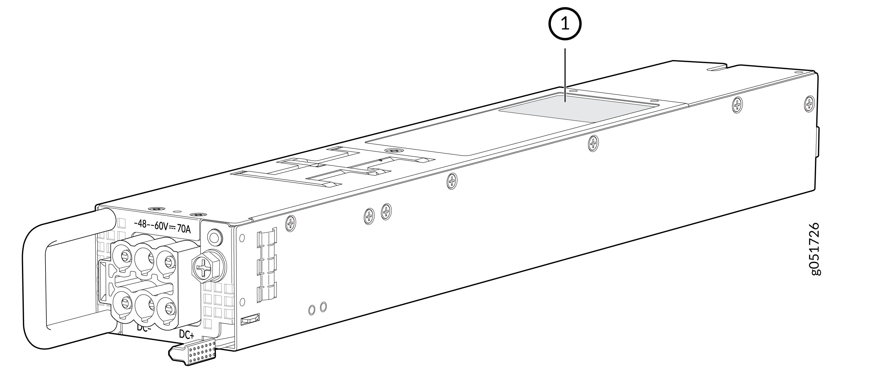 Serial Number ID Label on QFX5241-32OD DC PSU
