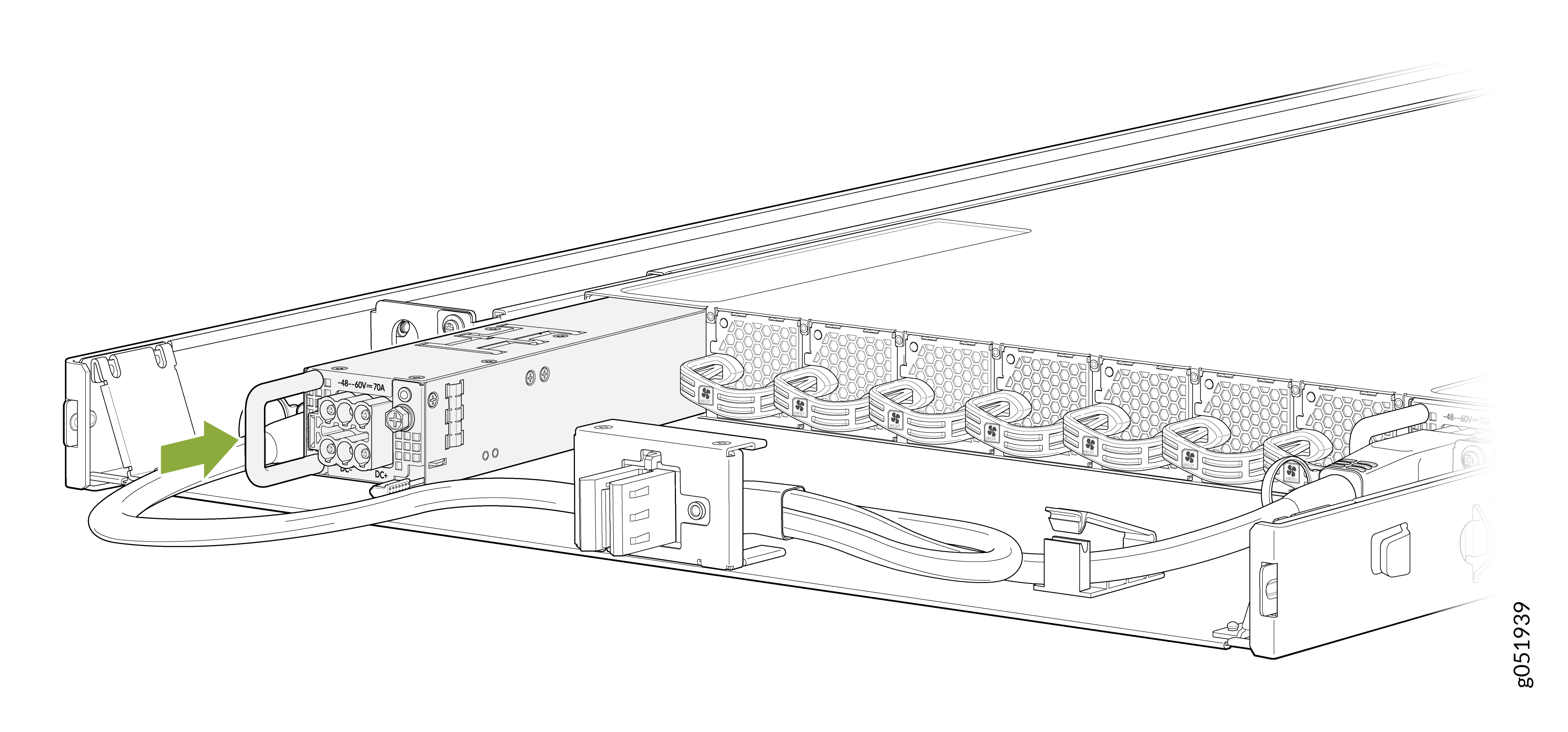 Install the DC PSU in Off-Rack Switch