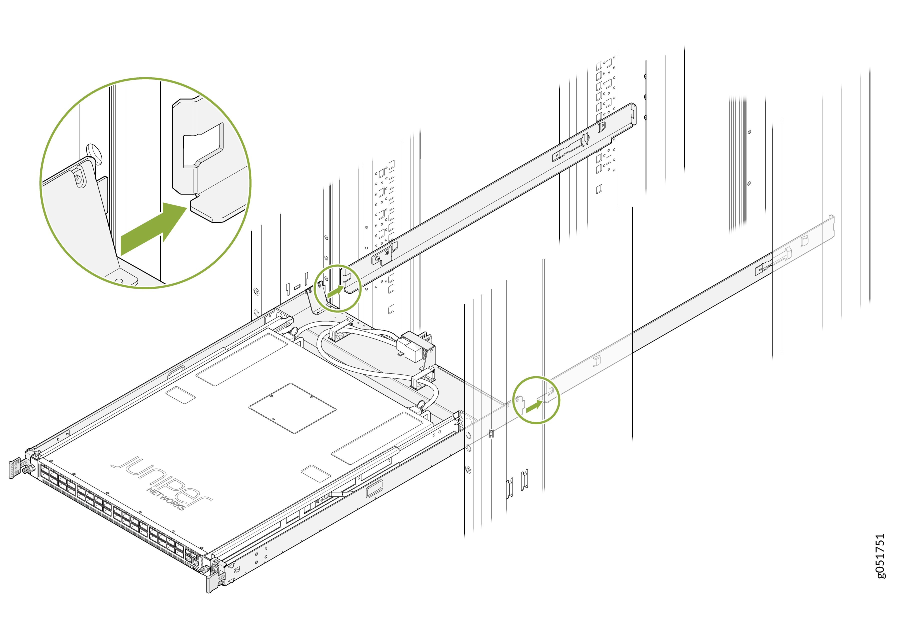 Align the Switch-Tray Assembly with the Rails
