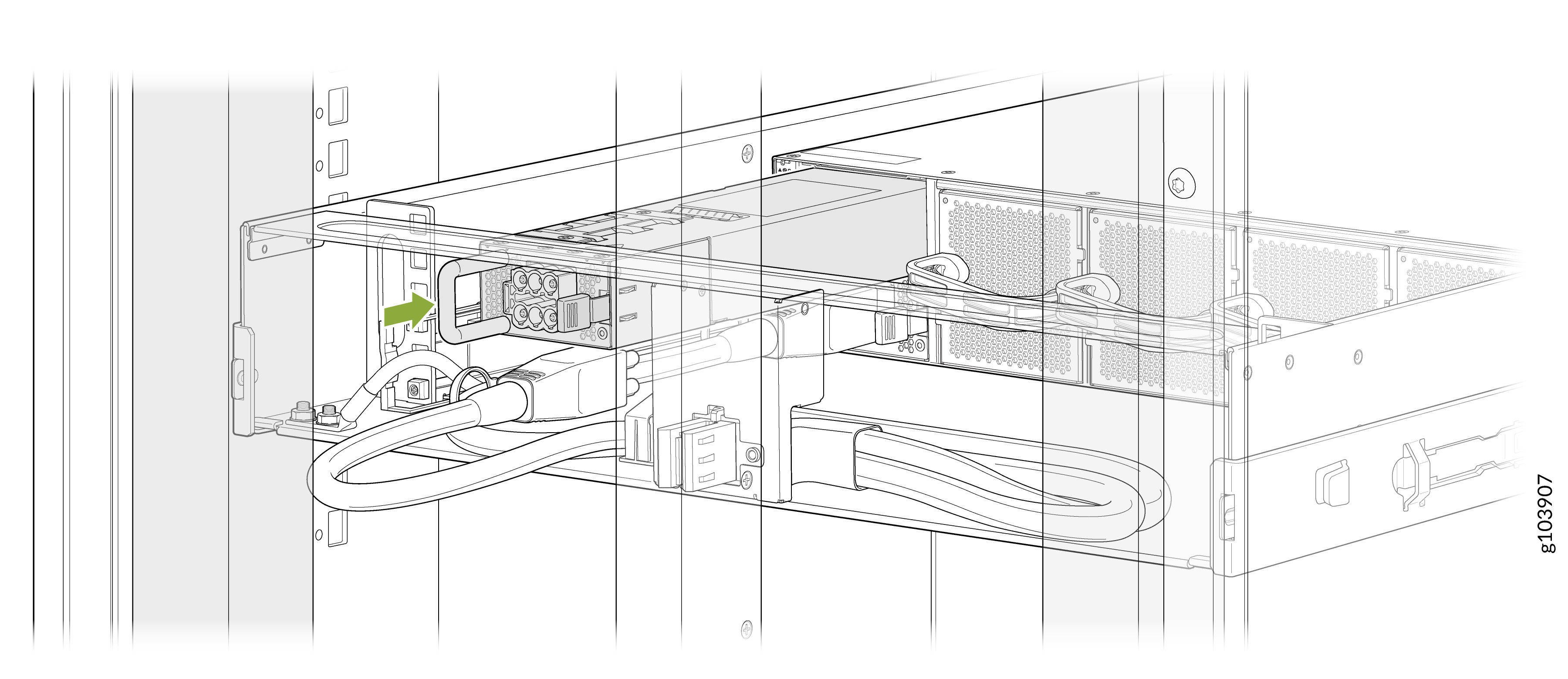 Install the DC PSU in the Operational Switch