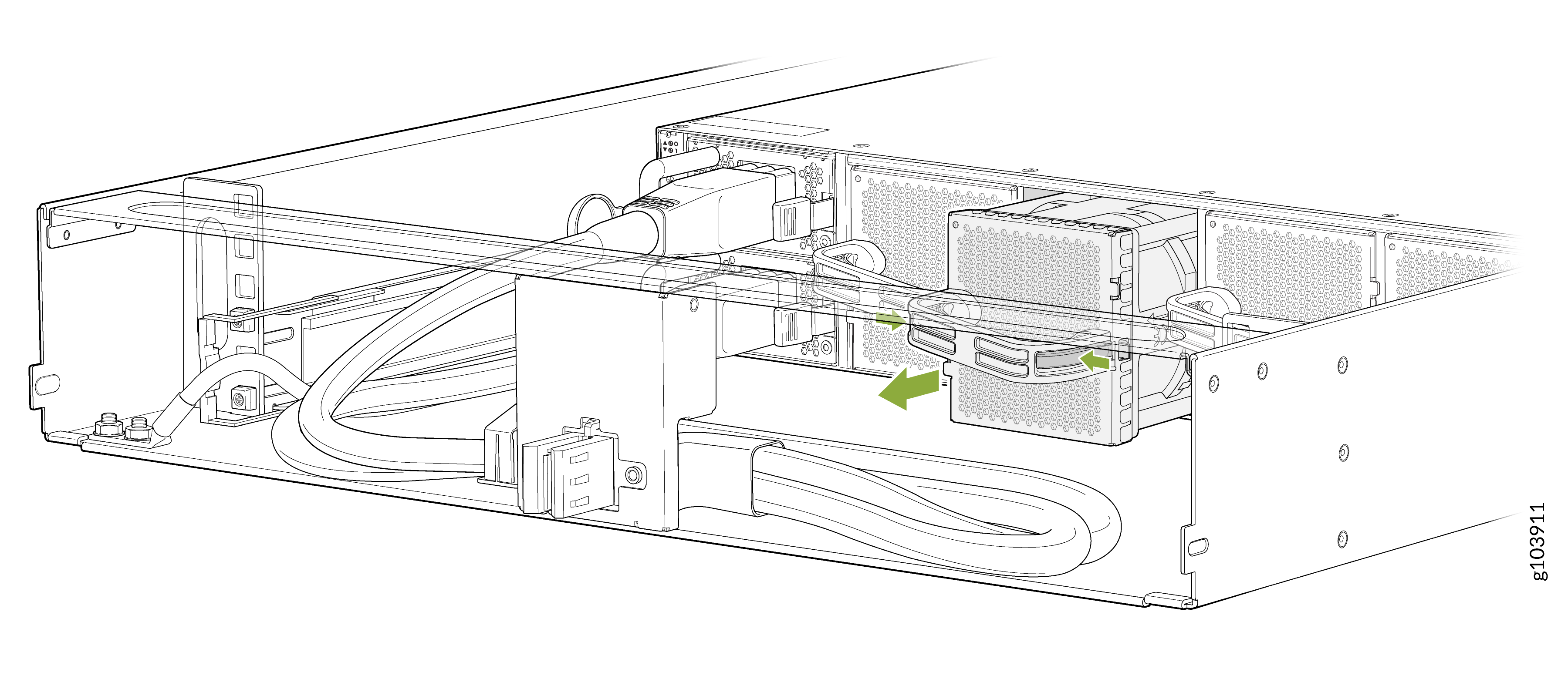 Remove the Fan Module from QFX5241-64OD-DO-T2 and QFX5241-64QD-DO-T2 Switches While Off-Rack