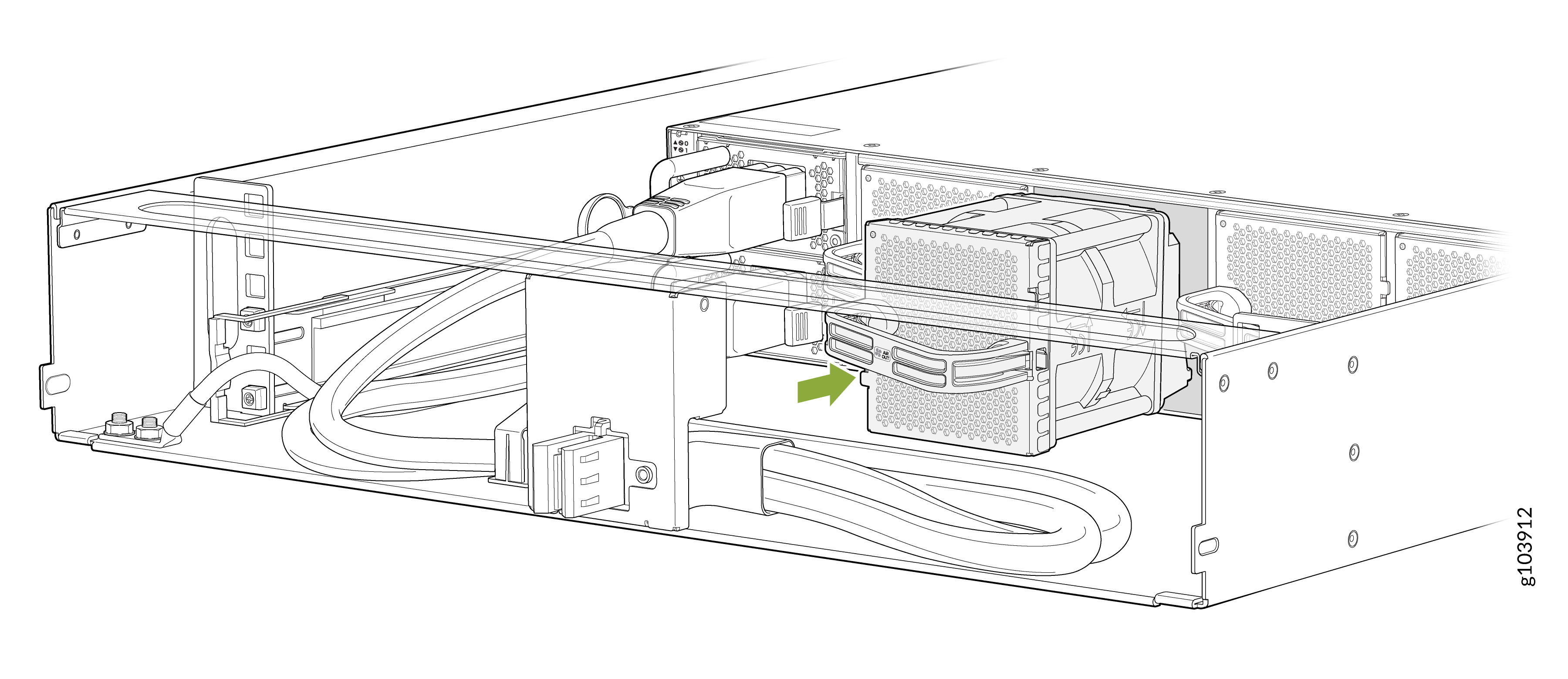 Install a Fan Module in the QFX5241-64OD-DO-T2 and QFX5241-64QD-DO-T2 Switches While Off-Rack